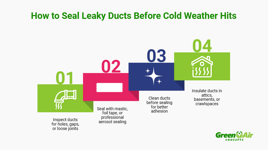 How to seal leaky ducts before cold weather hits infographic