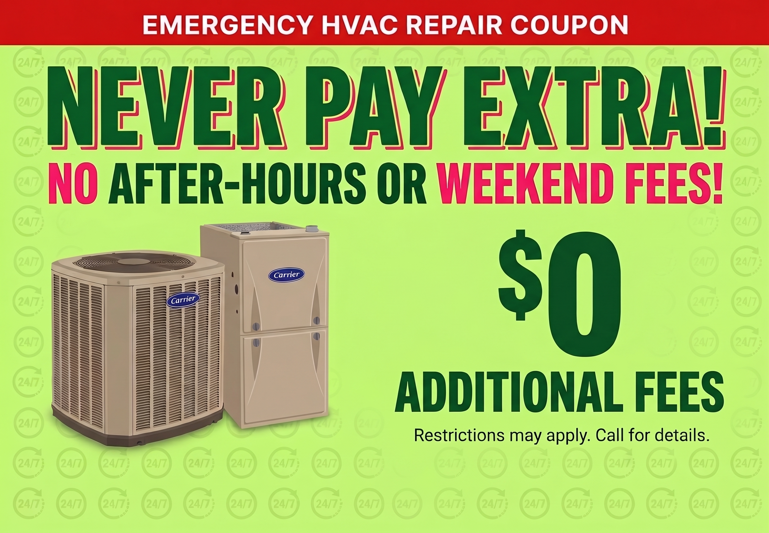 Emergency HVAC Services Coupon - No Extra Fees