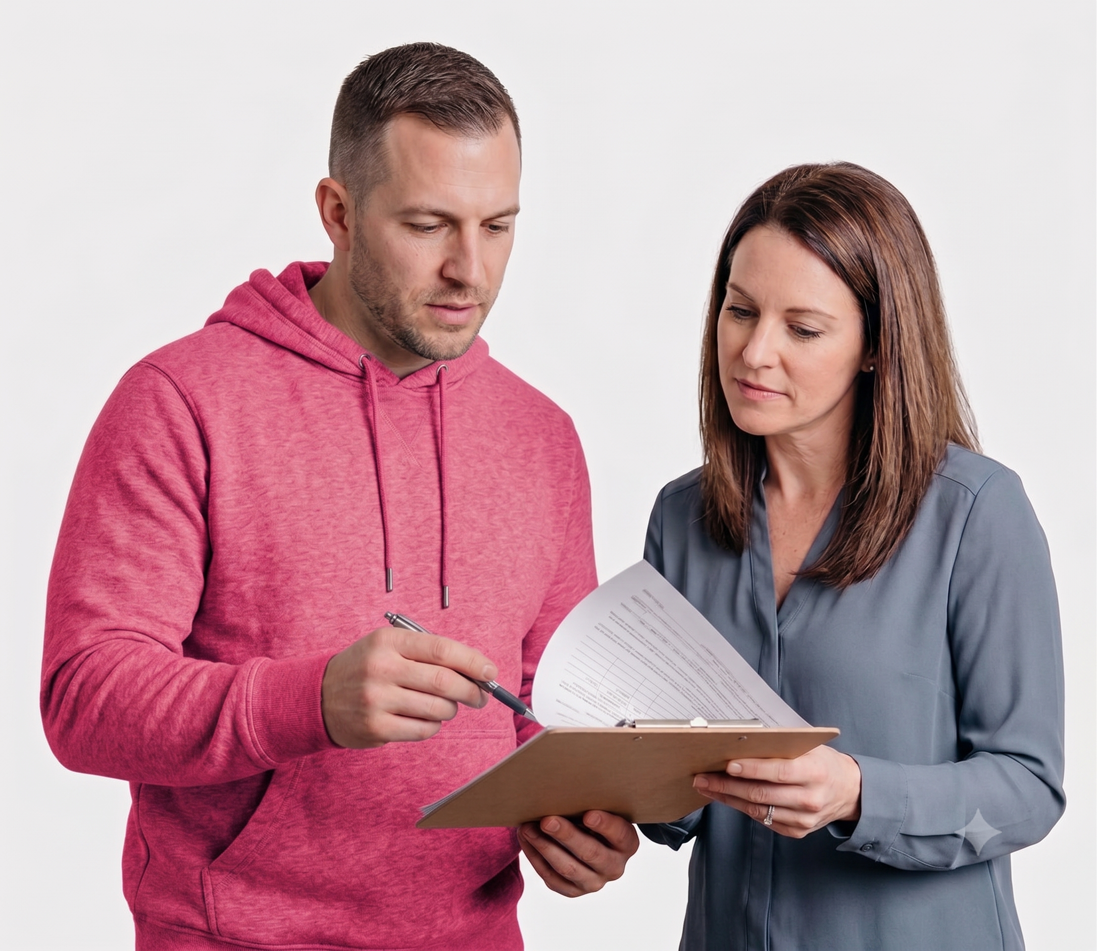 HVAC technician reviewing an AC repair estimate
