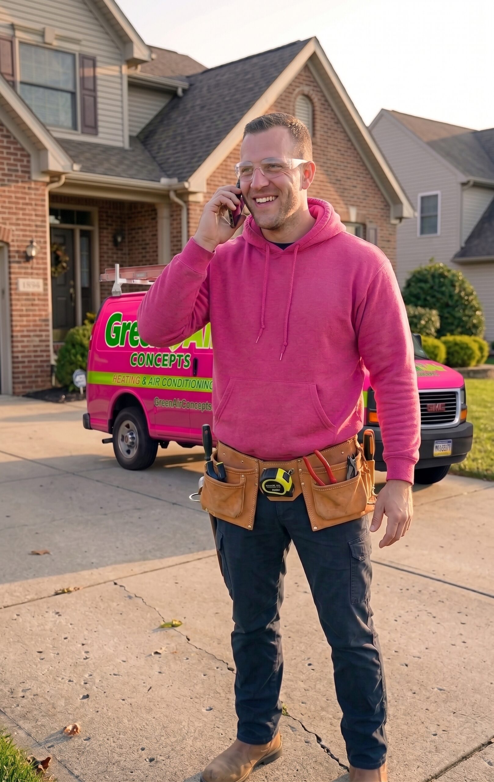 HVAC technician providing AC maintenance guidance