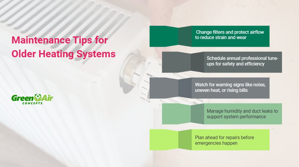 Maintenance Tips for Older Heating Systems That Still Work Infographic